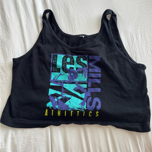 Les Mills Reebok Black Graphic Neon Tank Top - Picture 1 of 2